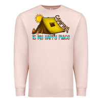 Pale Pink camping is my happy place Premium Sweatshirt - CowhideDigitalArt