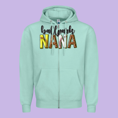 Zipper Hoodie ballpark nana with leopard