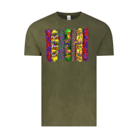 Vintage Olive mardi gras crawfish cake and mask with leopar and fleur de lis brushst Vintage Tee - Artiststas