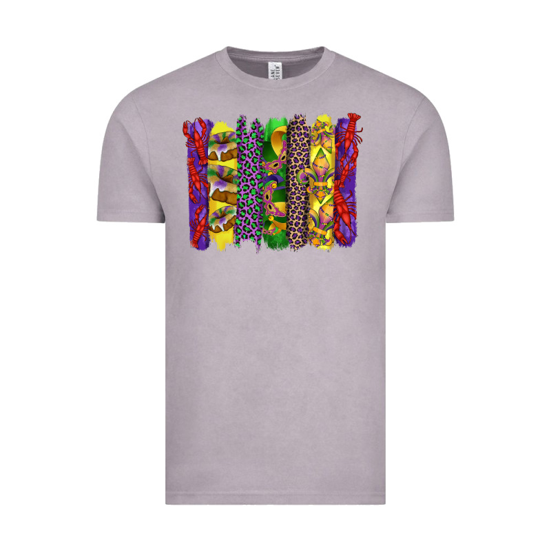 Mardi Gras Crawfish Cake And Mask With Leopar And Fleur De Lis Brushst Vintage Tee by Artiststas | Teevron