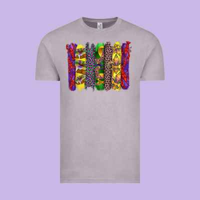 Mardi Gras Crawfish Cake And Mask With Leopar And Fleur De Lis Brushst Vintage Tee Designed By Artiststas