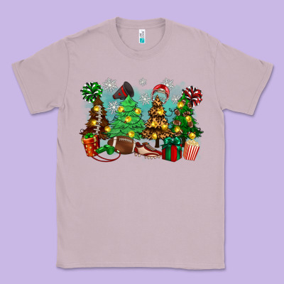 Classic Tee christmas trees with football