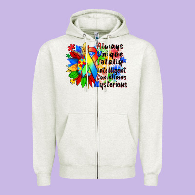 Always Unique Totally Intelligent Sometimes Myster Zipper Hoodie Designed By Zillion Design Studio