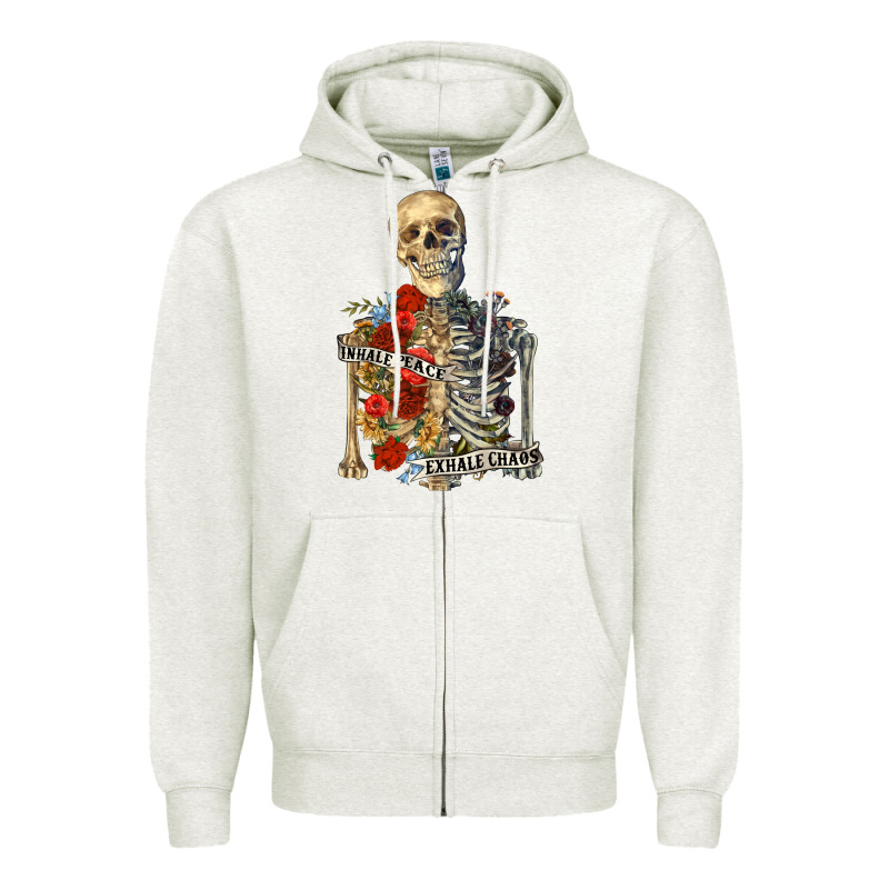 Inhale Peace Exhale Chaos Zipper Hoodie by RanaPortraitStore | Teevron