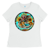 White rattlesnake and sunflower Ladies Tee - BarkalooDesign