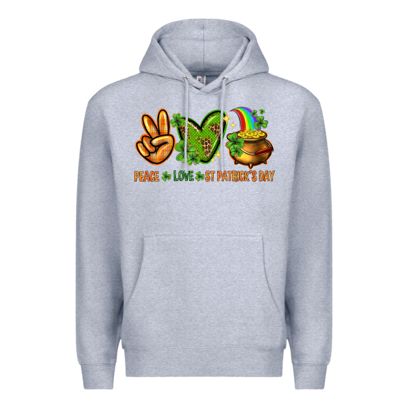 Peace Love St Patricks Day Premium Hoodie by NancyCooperArtShop | Teevron
