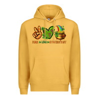 Mustard peace love st patricks day Premium Hoodie - NancyCooperArtShop