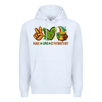 White peace love st patricks day Premium Hoodie - NancyCooperArtShop
