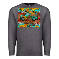 Charcoal Heather western farm life truck sunflowers  mousepad Premium Sweatshirt - HRA Design Shop