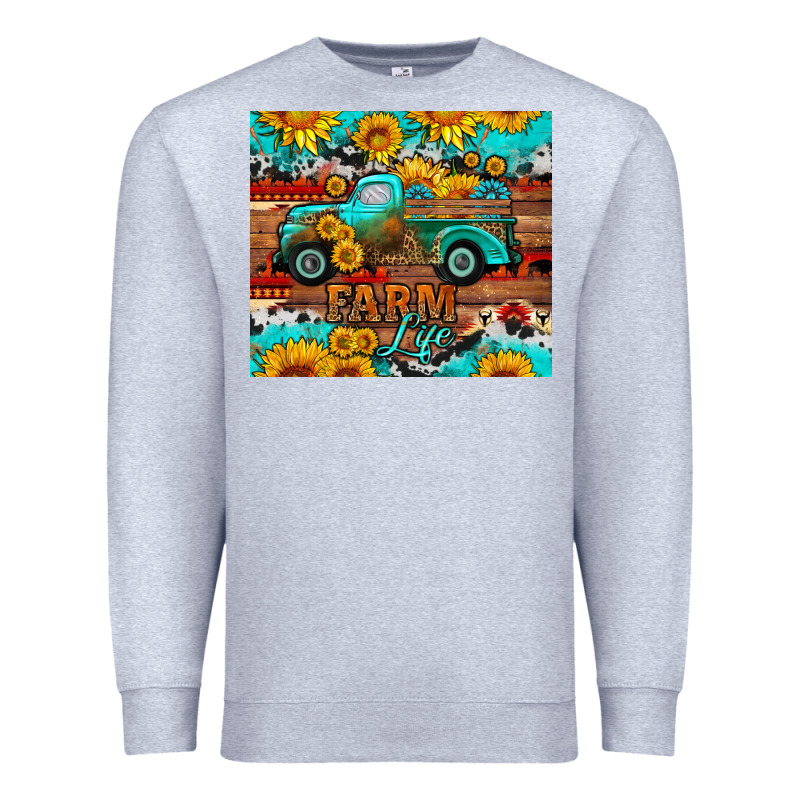 Western Farm Life Truck Sunflowers  Mousepad Premium Sweatshirt by HRA Design Shop | Teevron