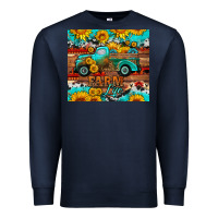 Navy western farm life truck sunflowers  mousepad Premium Sweatshirt - HRA Design Shop