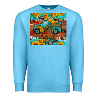 Ocean Blue western farm life truck sunflowers  mousepad Premium Sweatshirt - HRA Design Shop