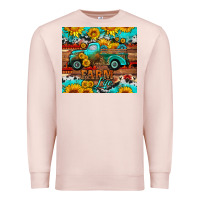 Pale Pink western farm life truck sunflowers  mousepad Premium Sweatshirt - HRA Design Shop