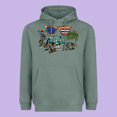 Hello Summer Heavyweight Hoodie Designed By Sublimationcraftshop