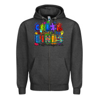 Charcoal Heather color outside the lines autism awareness Zipper Hoodie - Zillion Design Studio