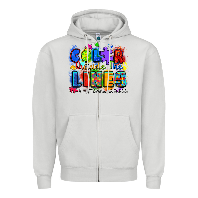 Color Outside The Lines Autism Awareness Zipper Hoodie by Zillion Design Studio | Teevron