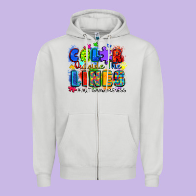 Color Outside The Lines Autism Awareness Zipper Hoodie Designed By Zillion Design Studio
