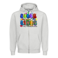 Dove Grey color outside the lines autism awareness Zipper Hoodie - Zillion Design Studio
