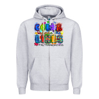Heather Grey color outside the lines autism awareness Zipper Hoodie - Zillion Design Studio
