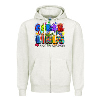 Oatmeal Heather color outside the lines autism awareness Zipper Hoodie - Zillion Design Studio