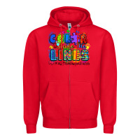 Red color outside the lines autism awareness Zipper Hoodie - Zillion Design Studio