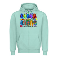 Seafoam color outside the lines autism awareness Zipper Hoodie - Zillion Design Studio