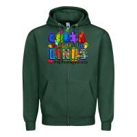 Sports Green color outside the lines autism awareness Zipper Hoodie - Zillion Design Studio