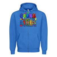 True Royal color outside the lines autism awareness Zipper Hoodie - Zillion Design Studio