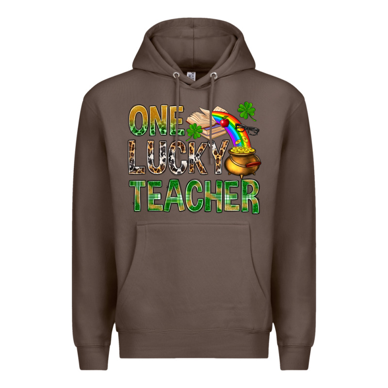 One Lucky Teacher St Patricks Premium Hoodie by NancyCooperArtShop | Teevron