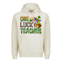 Oatmeal Heather one lucky teacher st patricks Premium Hoodie - NancyCooperArtShop
