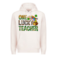 Pale Pink one lucky teacher st patricks Premium Hoodie - NancyCooperArtShop