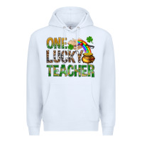 White one lucky teacher st patricks Premium Hoodie - NancyCooperArtShop