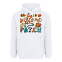 White welcome to our patch Heavyweight Hoodie - HRA Design Shop