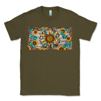Army Green western sunflower and gemstone license plate Classic Tee - RanaPortraitStore