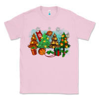 Bubblegum Pink christmas trees with basketball Classic Tee - Zillion Design Studio
