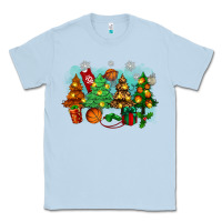 Dusty Blue christmas trees with basketball Classic Tee - Zillion Design Studio