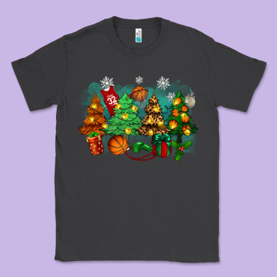 Classic Tee christmas trees with basketball