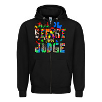 Black think before you judge autism Zipper Hoodie - Zillion Design Studio