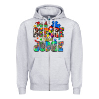 Heather Grey think before you judge autism Zipper Hoodie - Zillion Design Studio