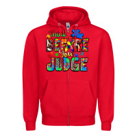 Red think before you judge autism Zipper Hoodie - Zillion Design Studio