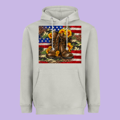 Army Usa Lag Leopard Camouflage Sunflower 20oz Heavyweight Hoodie Designed By Neo Western