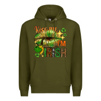 Army Green kiss me im irish with lip Premium Hoodie - NancyCooperArtShop