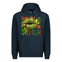 Navy kiss me im irish with lip Premium Hoodie - NancyCooperArtShop