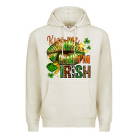 Oatmeal Heather kiss me im irish with lip Premium Hoodie - NancyCooperArtShop