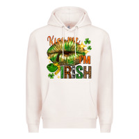 Pale Pink kiss me im irish with lip Premium Hoodie - NancyCooperArtShop