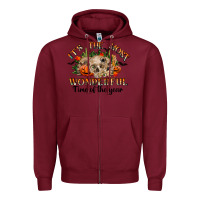 Burgundy it's the most wonderful time of the year Zipper Hoodie - RanaPortraitStore