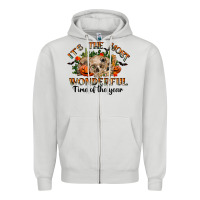 Dove Grey it's the most wonderful time of the year Zipper Hoodie - RanaPortraitStore