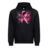 Black breast cancer ribbon  butterfly Urban Hoodie - MaliasSmallBusiness