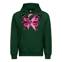 Forest Green breast cancer ribbon  butterfly Urban Hoodie - MaliasSmallBusiness