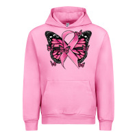 Fuchsia Pink breast cancer ribbon  butterfly Urban Hoodie - MaliasSmallBusiness